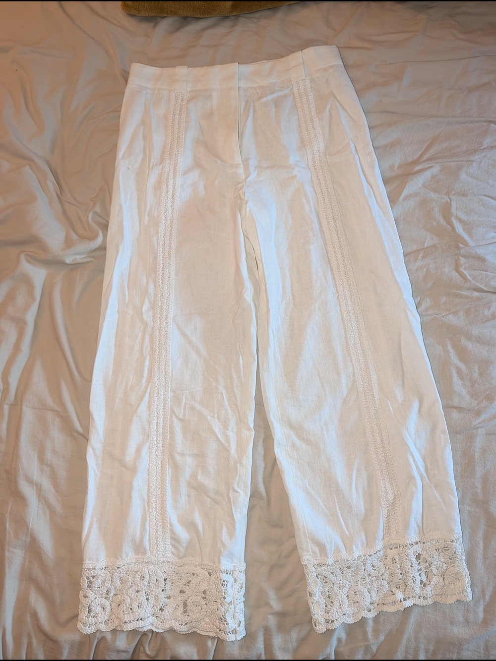 Zara White Linen Cotton Pants